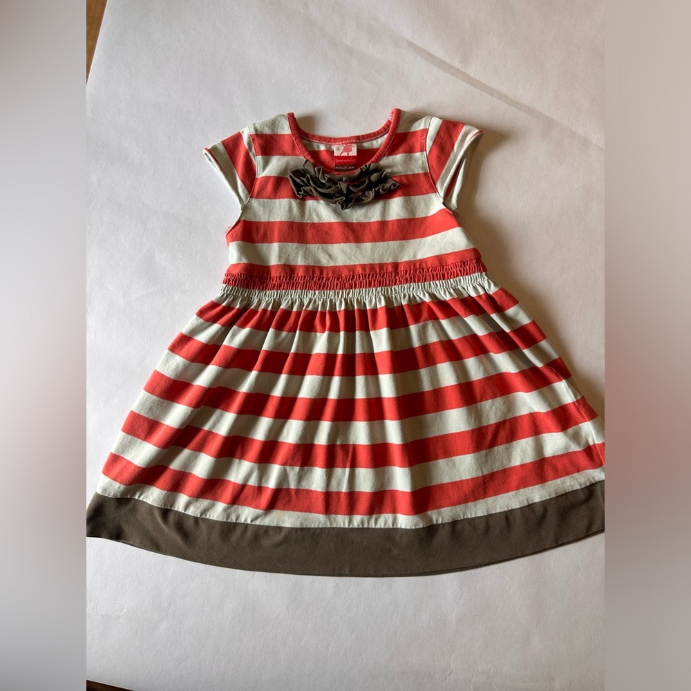 Matilda Jane Red, Gray, And Brown Striped Dress